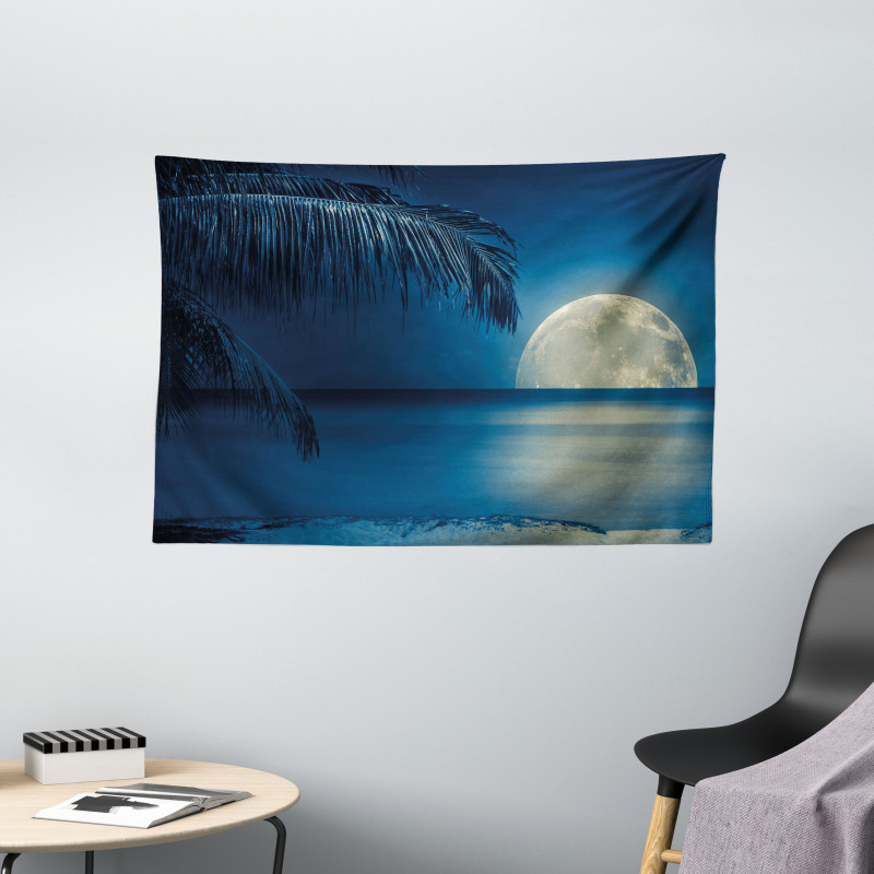 Blue Tropical Beach Image Wide Tapestry