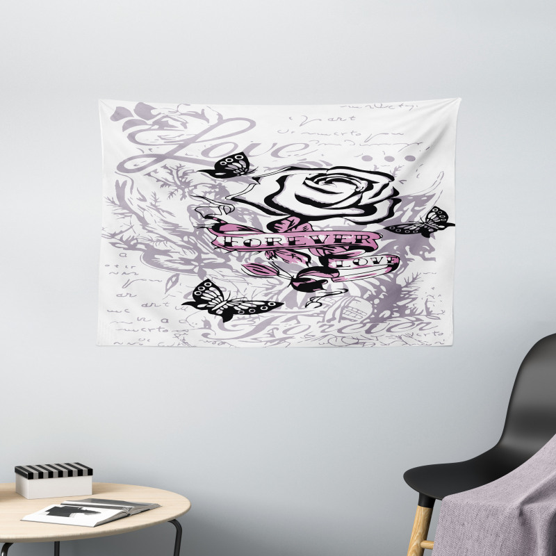 Abstract Butterflies Love Wide Tapestry