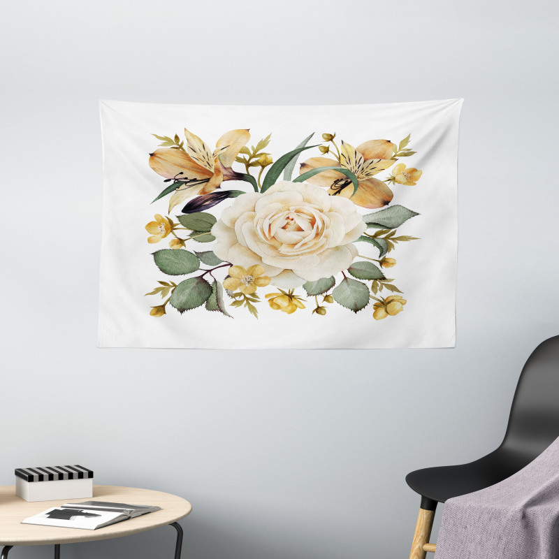 Romantic Bridal Bouquet Wide Tapestry