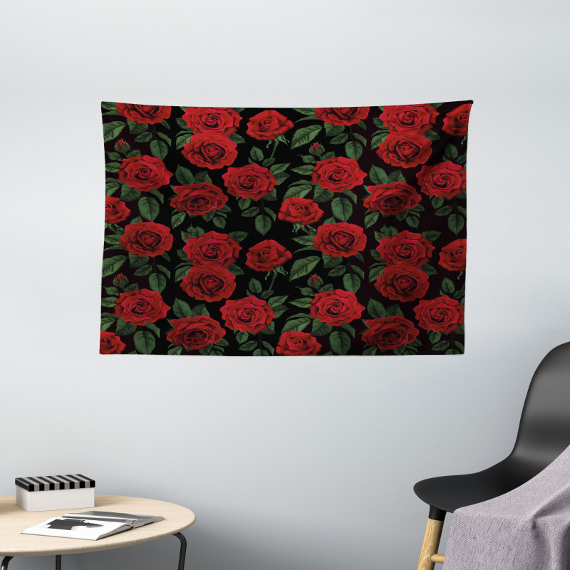 Retro Petals Leaves Growth Wide Tapestry