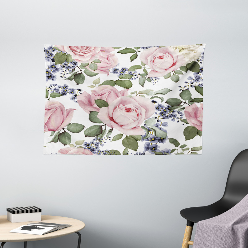Flourishing Pink Flora Wide Tapestry