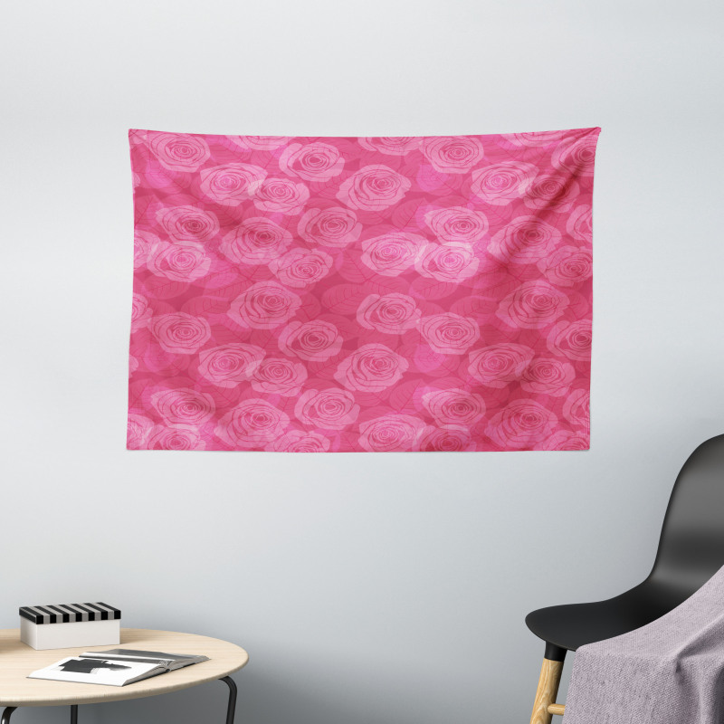 Shades of Pink Romantic Wide Tapestry