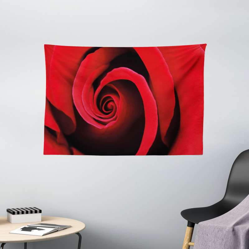 Swirled Petals Red Blossom Wide Tapestry