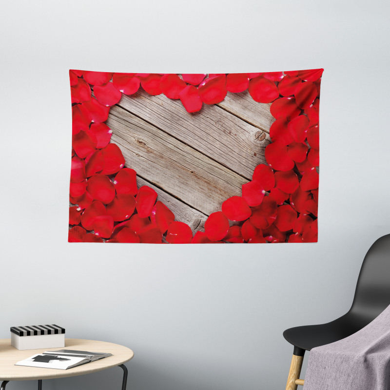 Vibrant Petals Heart Shape Wide Tapestry