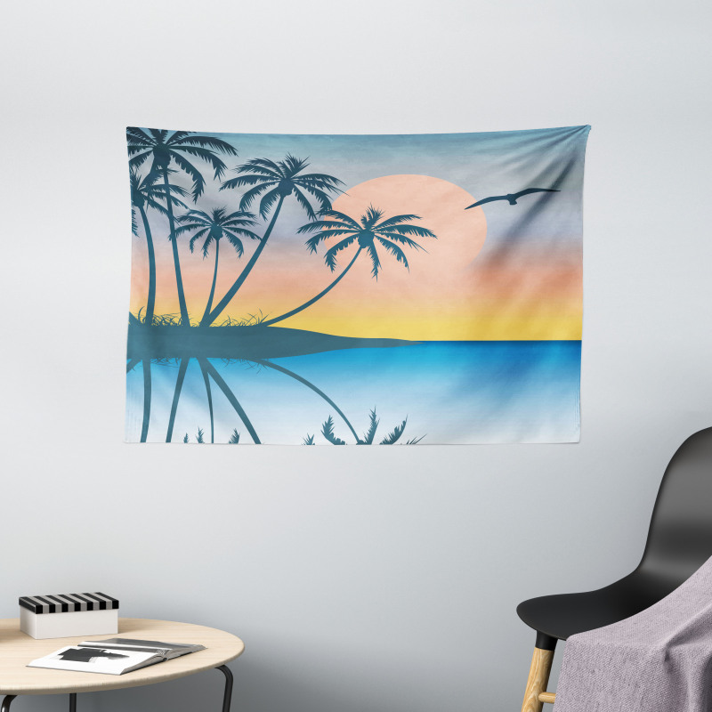 Tropical Island Exotic Wide Tapestry