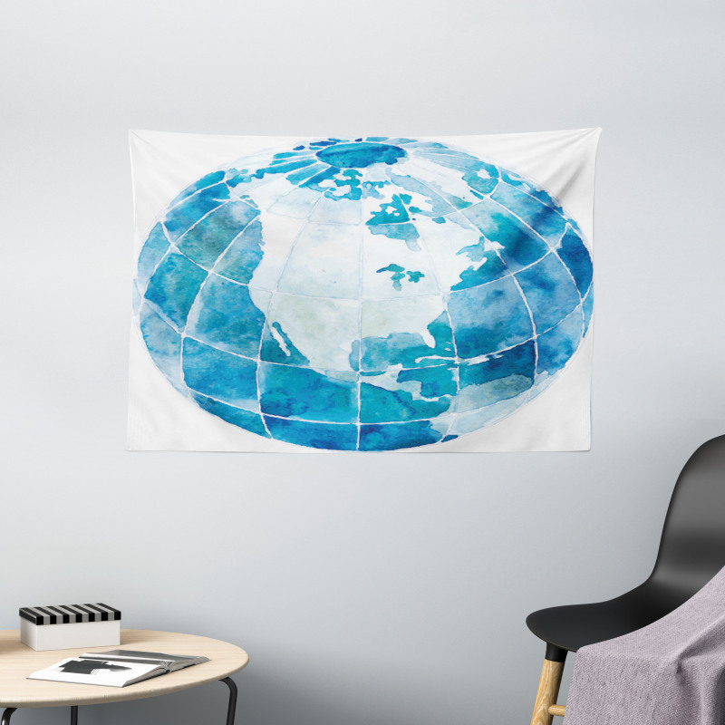 Watercolor North America Wide Tapestry