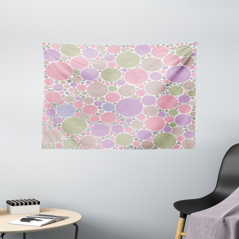 Geometric Polka Dots Wide Tapestry