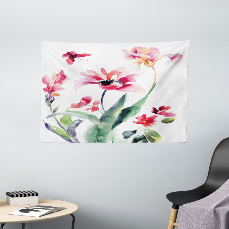 Watercolor Pastel Boho Wide Tapestry