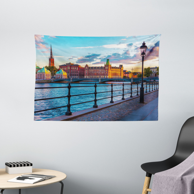 Scandinavian Old Town Wide Tapestry