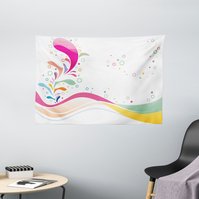 Vivid Bubbles Dots Wide Tapestry