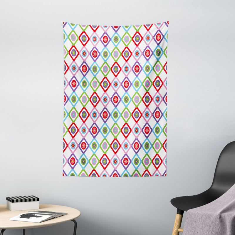 Squares with Flowers Tapestry