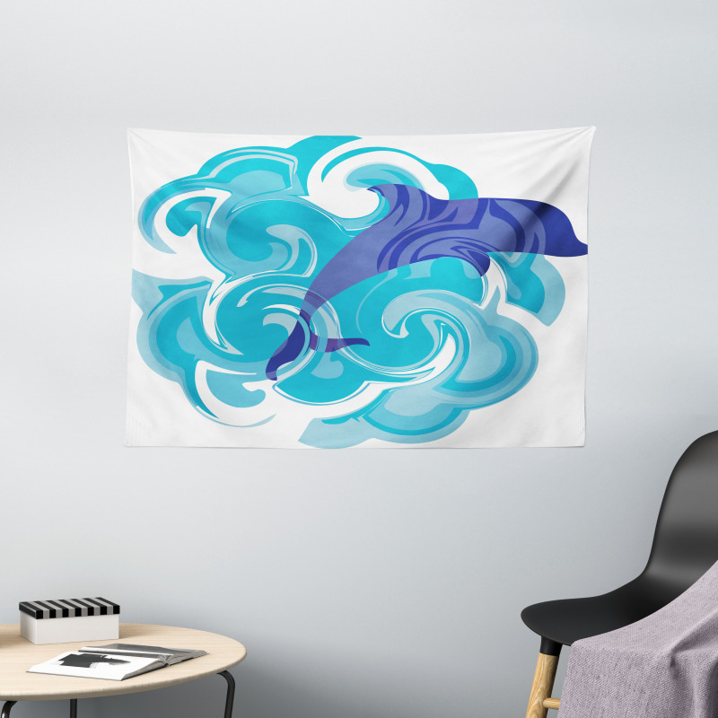 Waves Aqua Life Nature Wide Tapestry