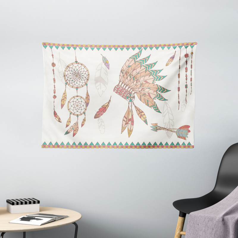 Tribal Chief Headdress Wide Tapestry