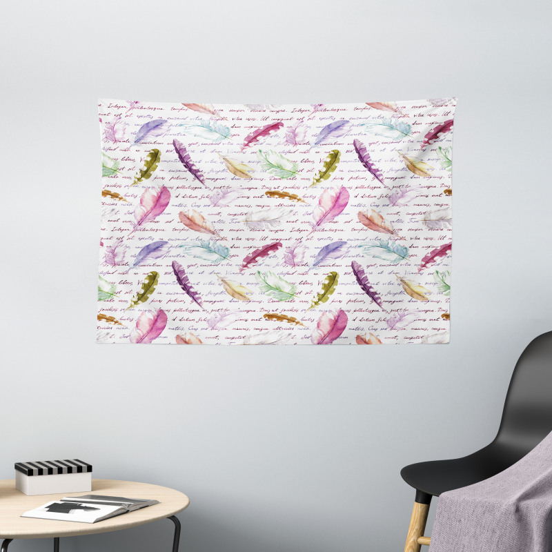 Colorful Romantic Text Wide Tapestry