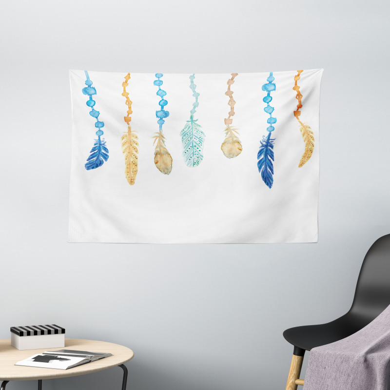 Colorful Bird Design Wide Tapestry