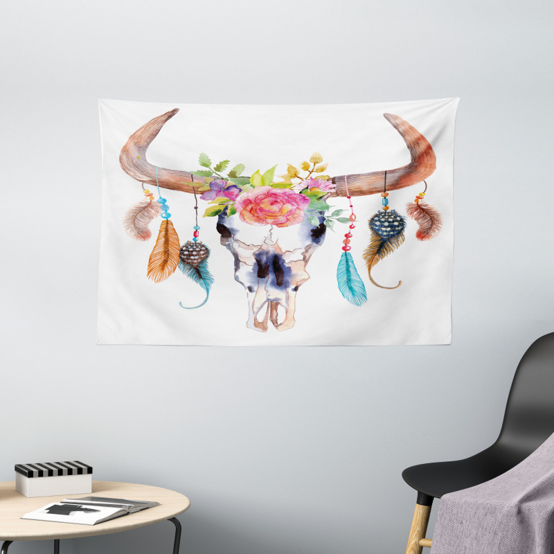 Bull Skull Wide Tapestry