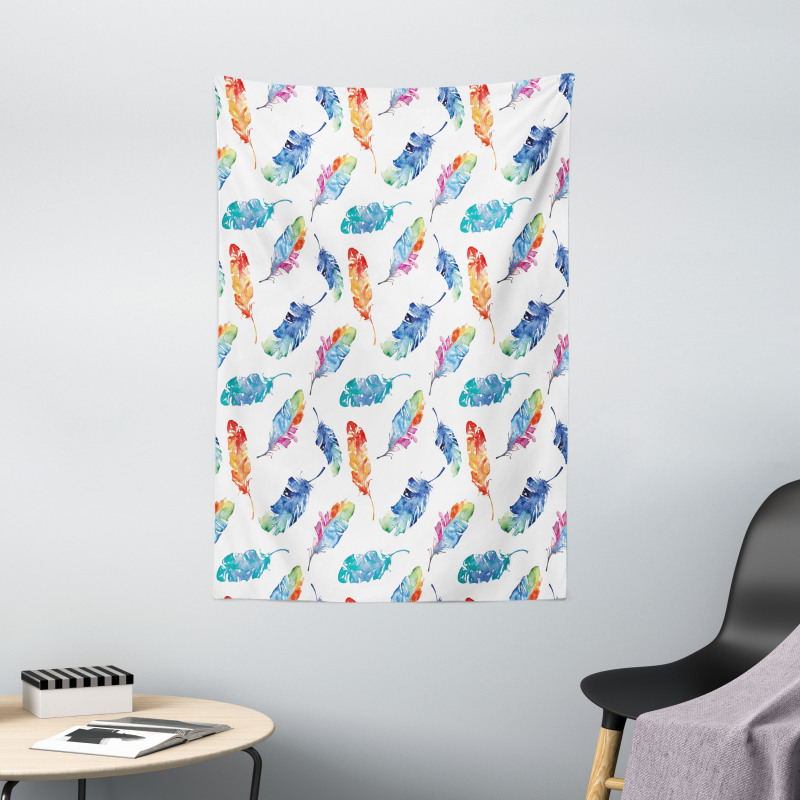 Watercolor Bird Feather Tapestry