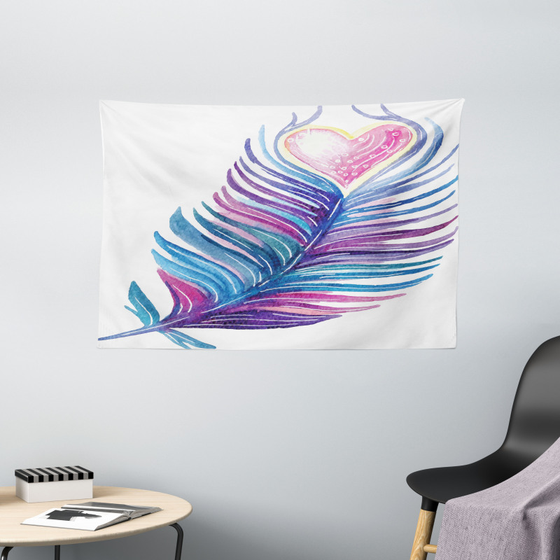 Feathers Vibrant Wide Tapestry