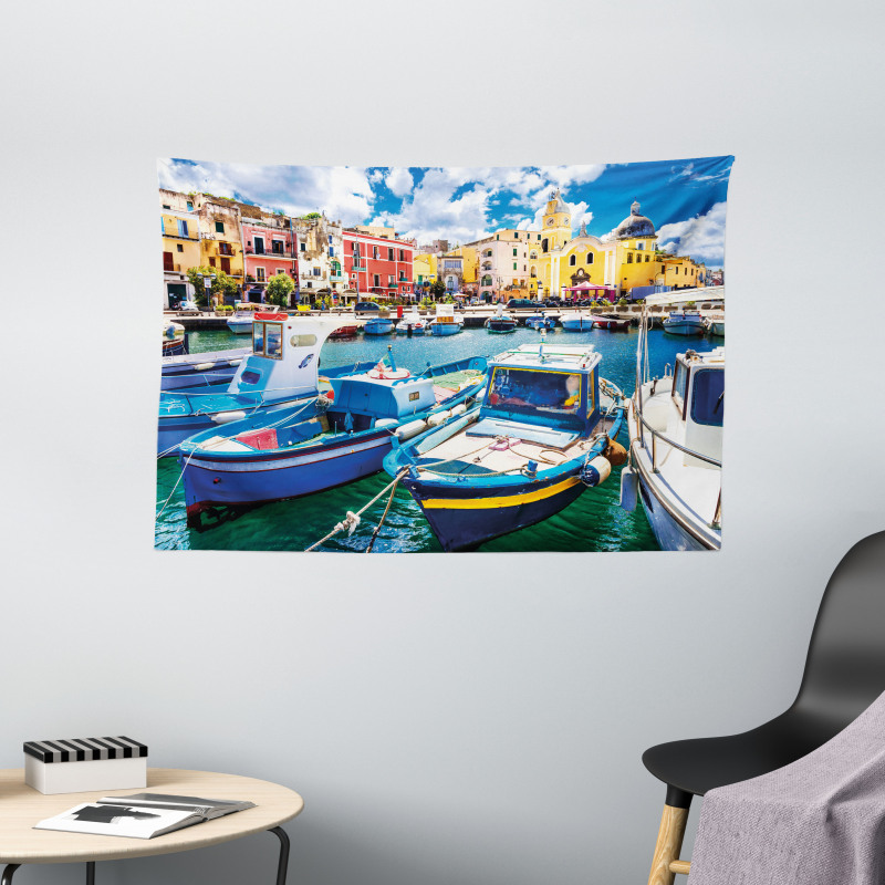 Colorful Procida Island Wide Tapestry