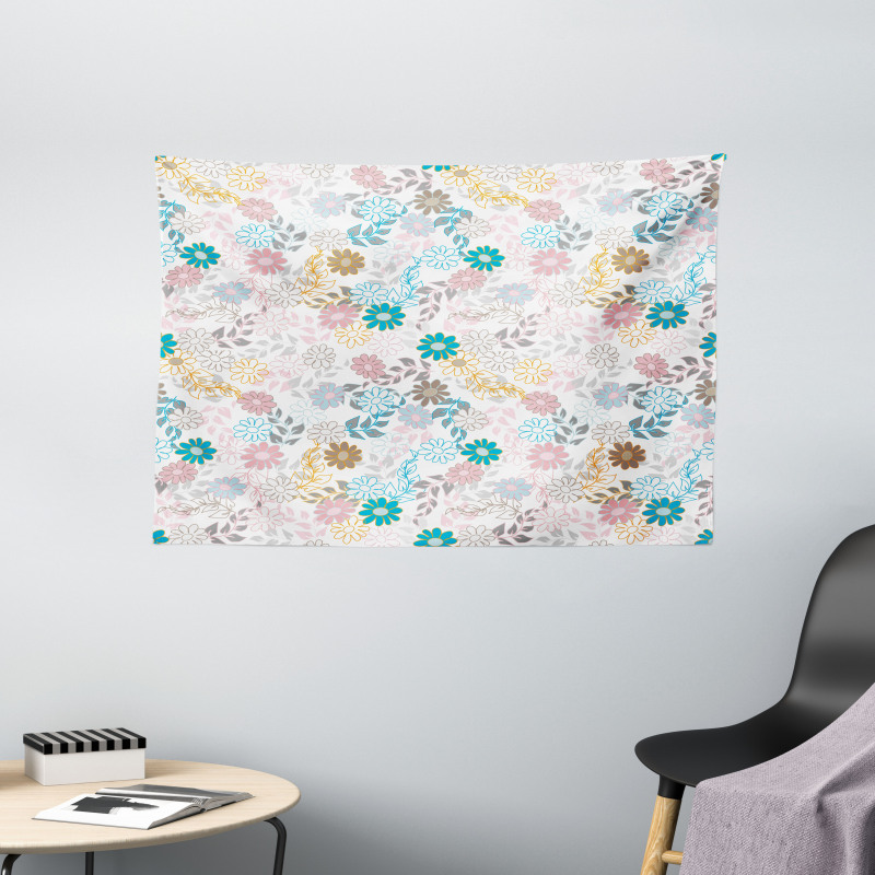 Pastel Daisies Wide Tapestry