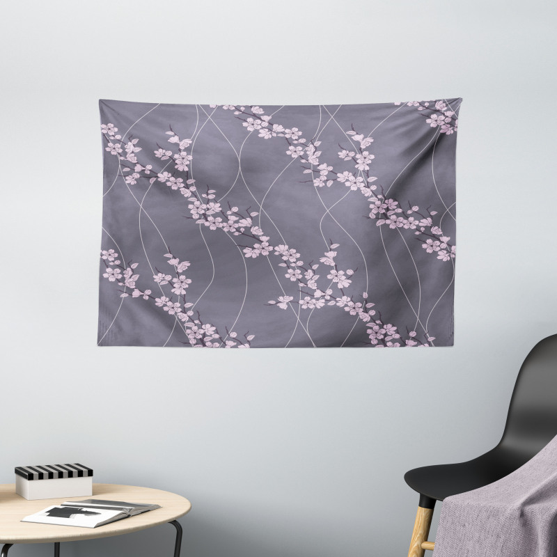 Japanese Sakura Wide Tapestry