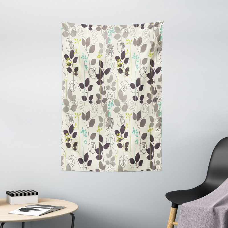 Doodle Leaves Earth Tone Tapestry