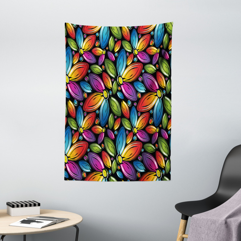 Colorful Flowers Vintage Tapestry