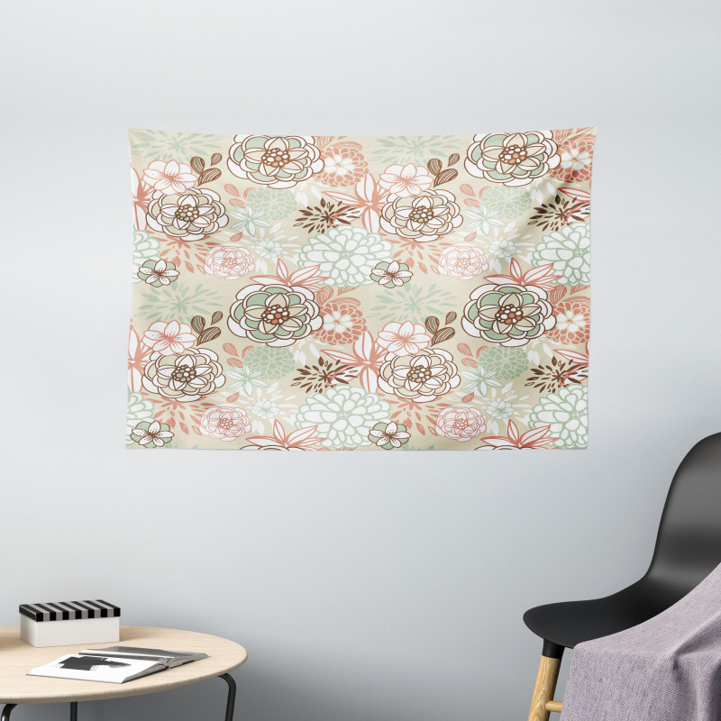 Romantic Wildflowers Wide Tapestry