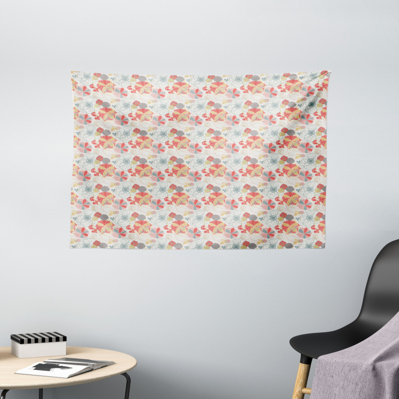 Retro Warm Colored Fall Wide Tapestry