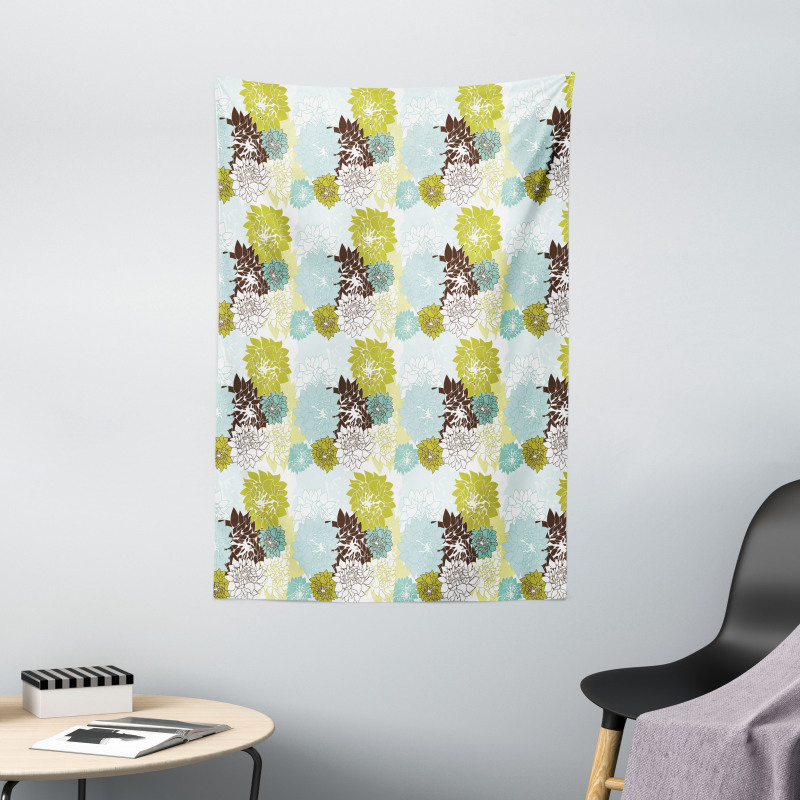 Pastel Wildflower Leaves Tapestry