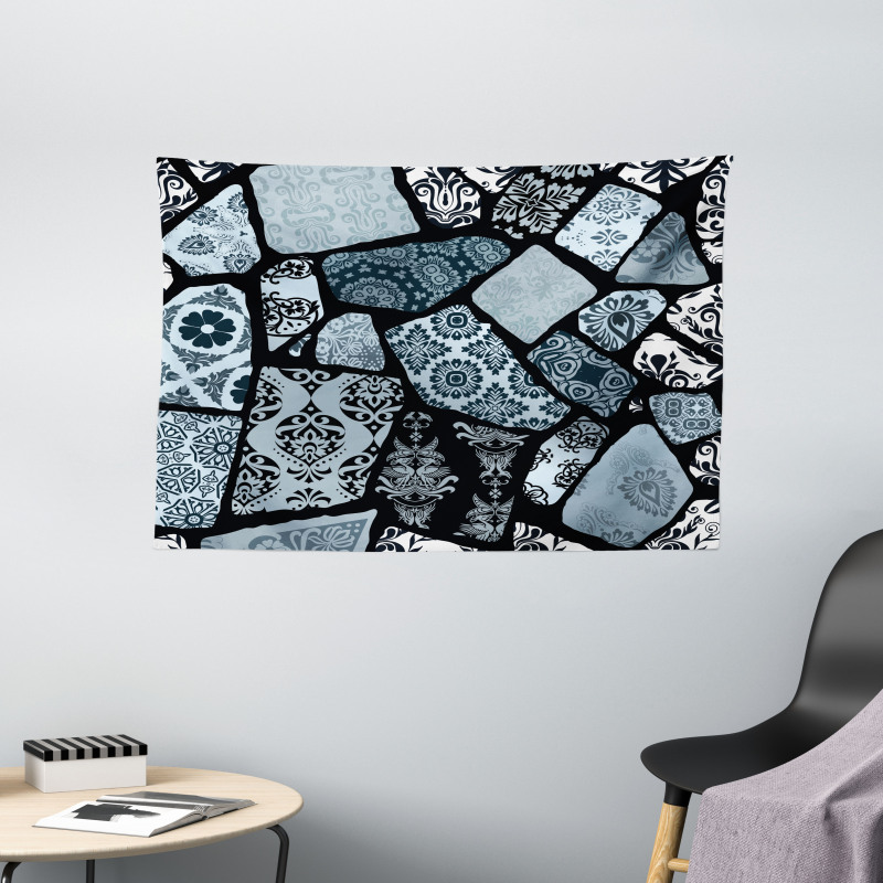 Modern Geometric Shapes Wide Tapestry