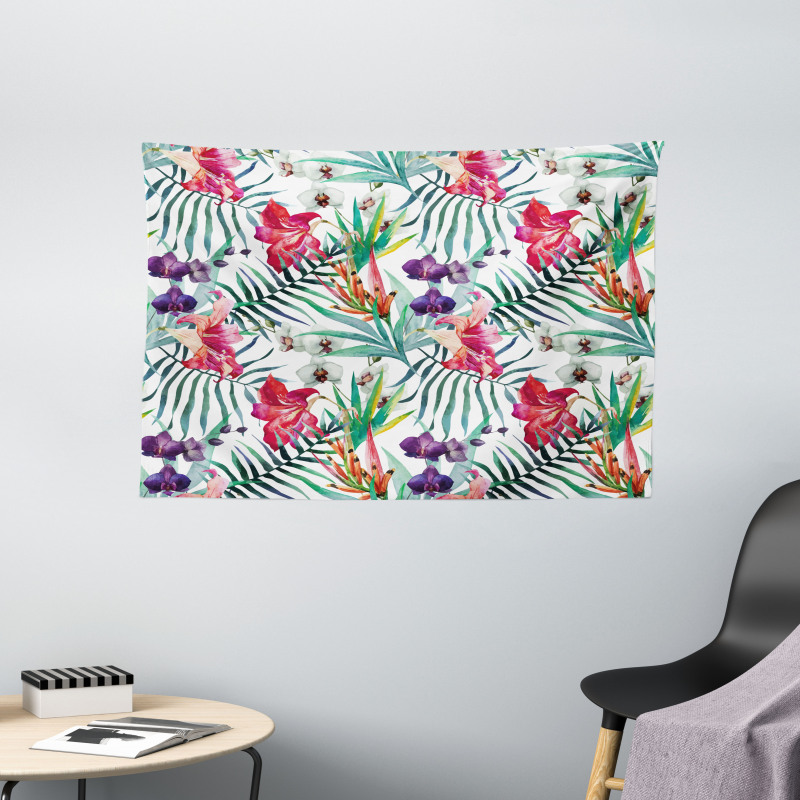 Watercolor Art Tropical Wide Tapestry