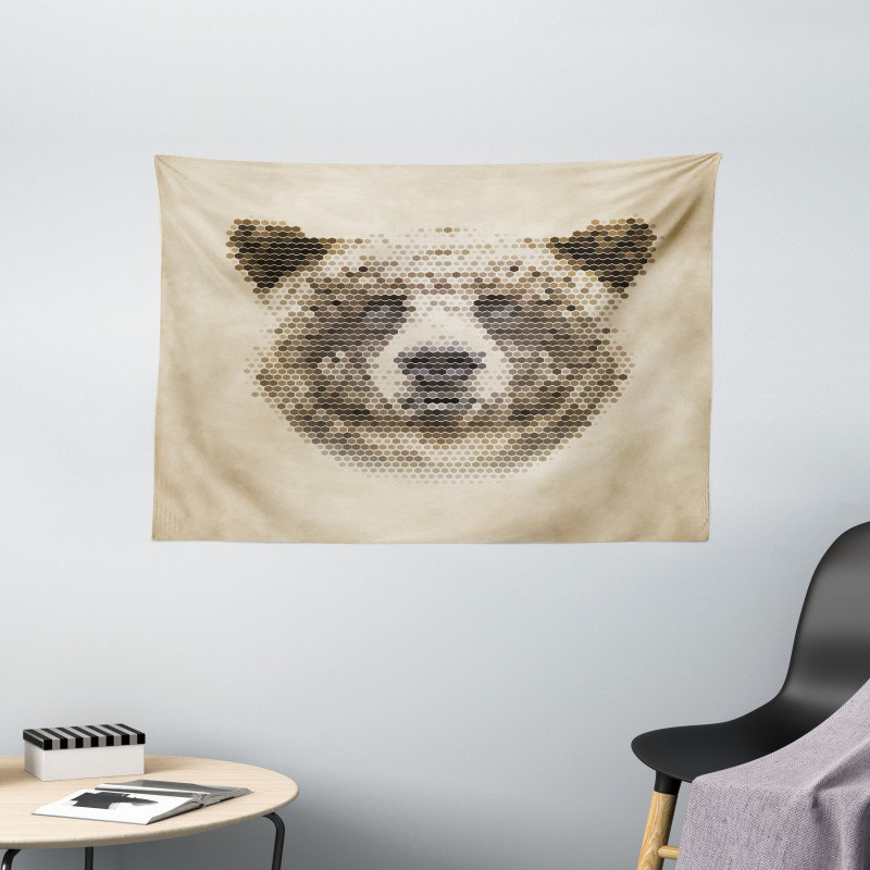 Dotted Animal Head Modern Wide Tapestry