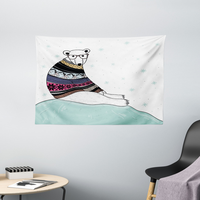 Hipster Sweater Christmas Wide Tapestry