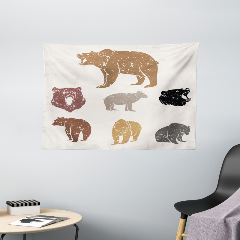 Grunge Retro Set Growling Wide Tapestry