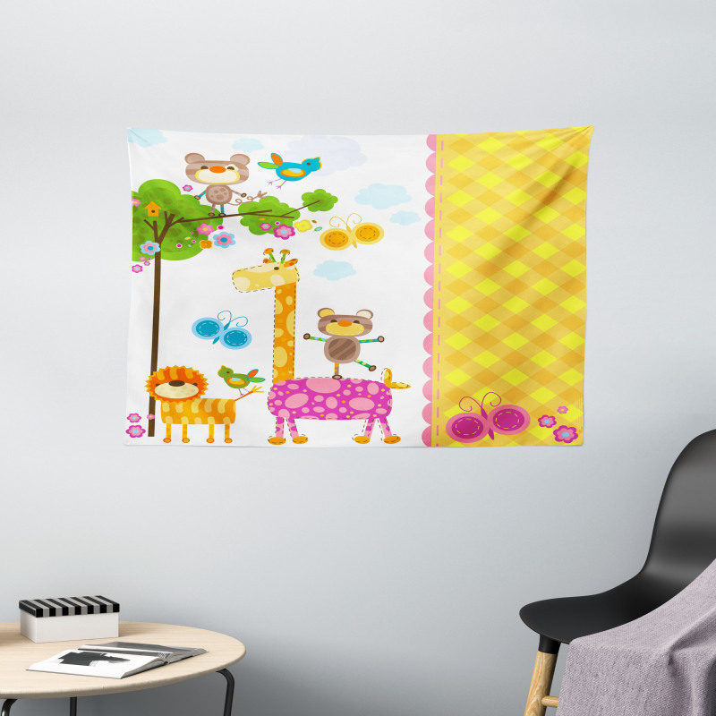 Butterflies Tree Blooms Wide Tapestry