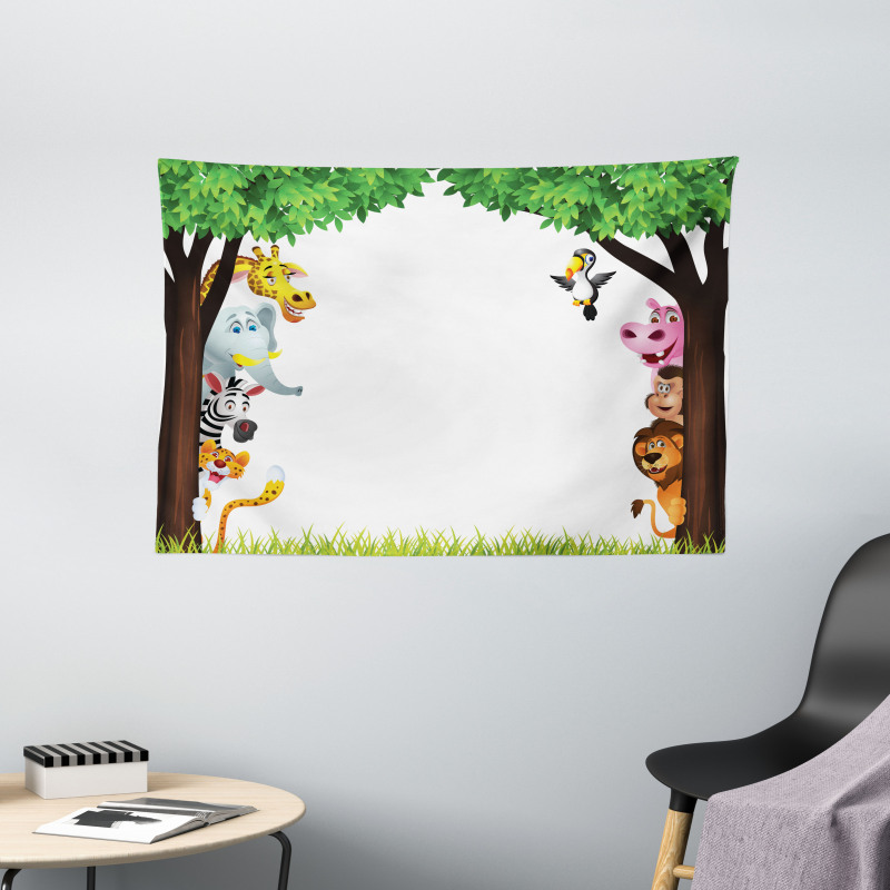 Trees Friendly Jungle Wide Tapestry