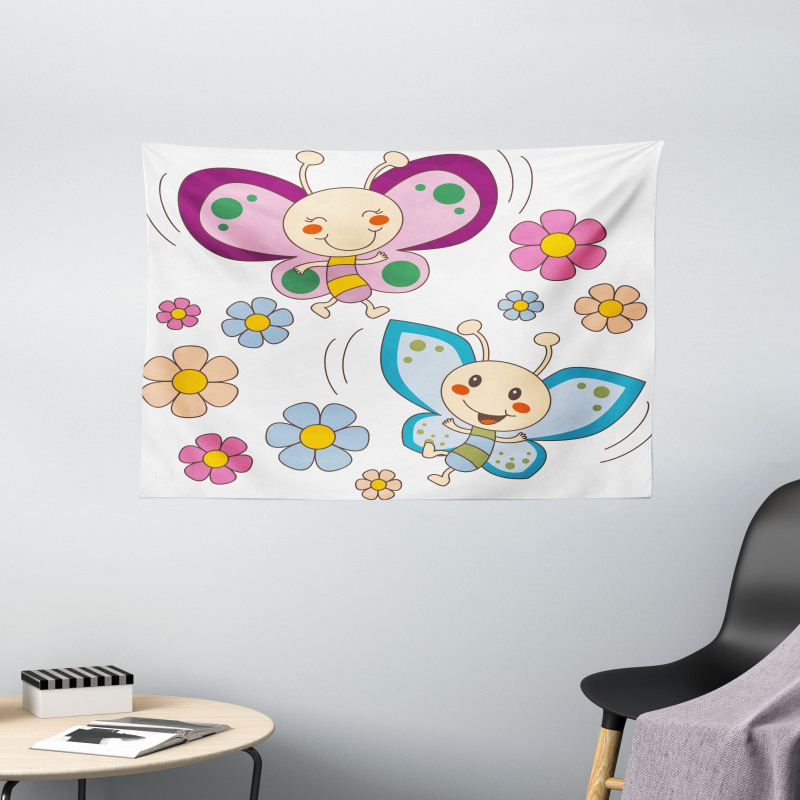 Baby Butterfly Couple Wide Tapestry