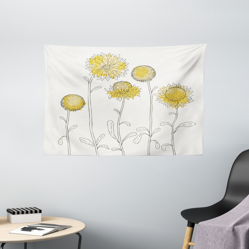 Hand Drawn Botany Wide Tapestry