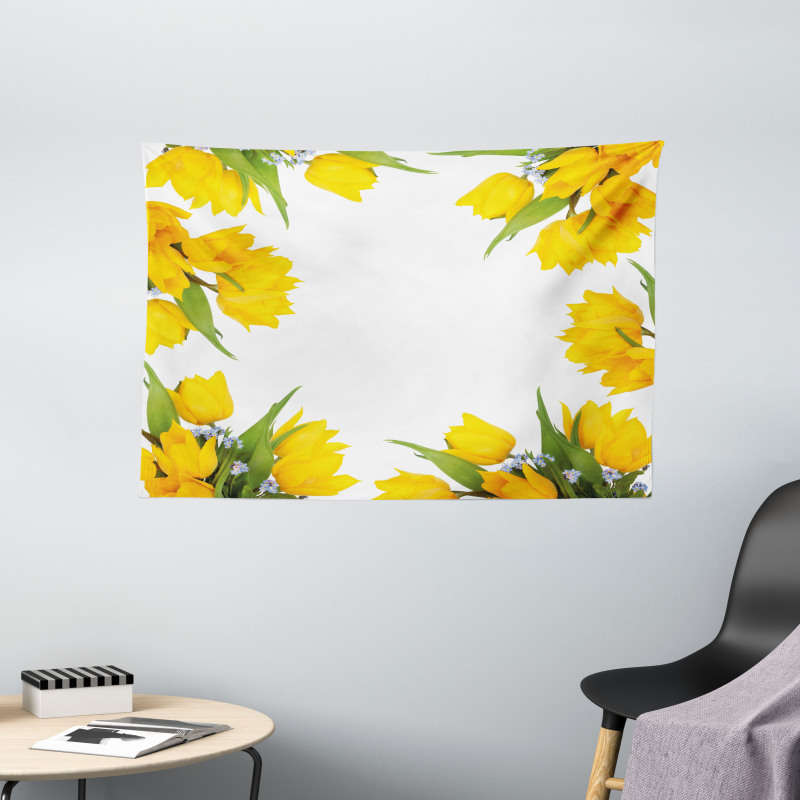 Yellow Tulips Wide Tapestry