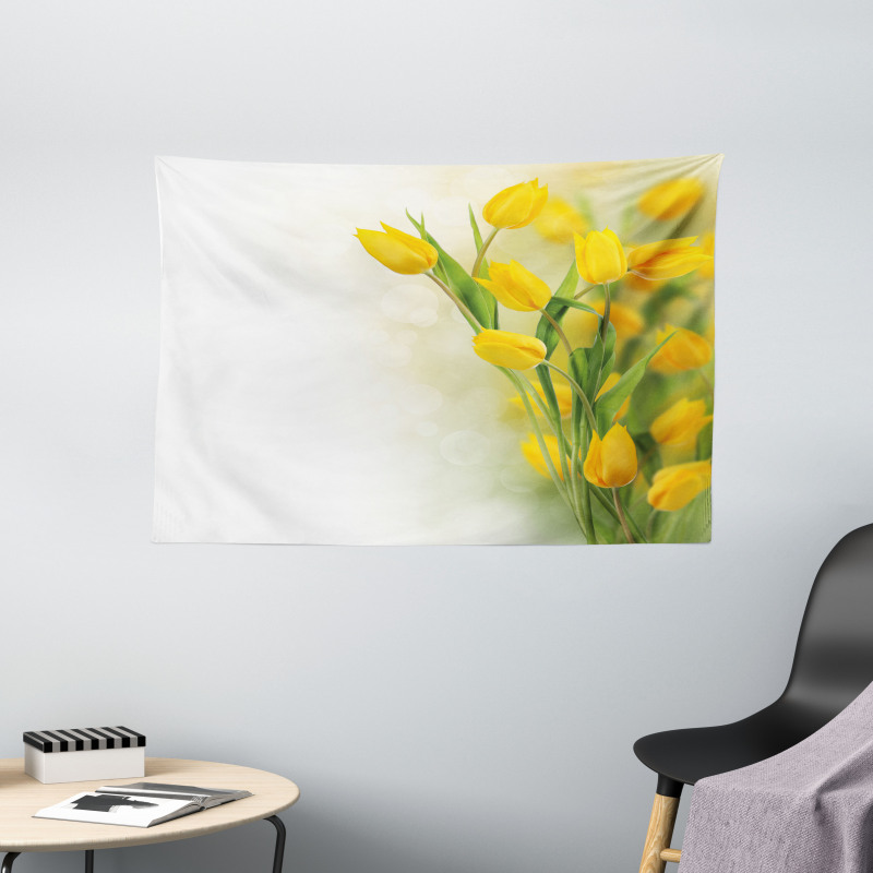 Romantic Tulips Wide Tapestry