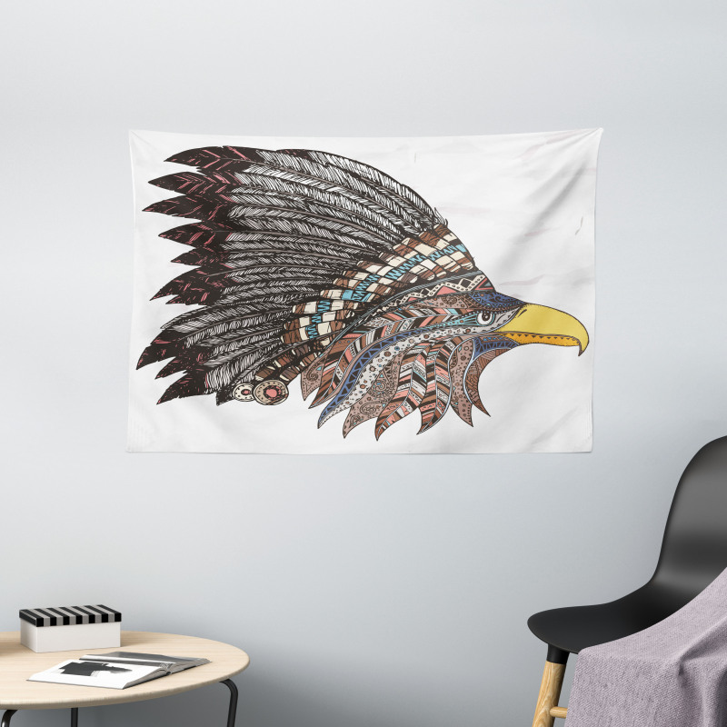 Tribal Feathered Hippie Wide Tapestry