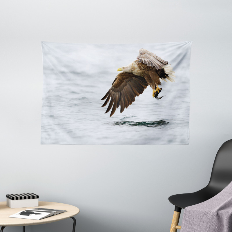 Bird with White Feathers Wide Tapestry