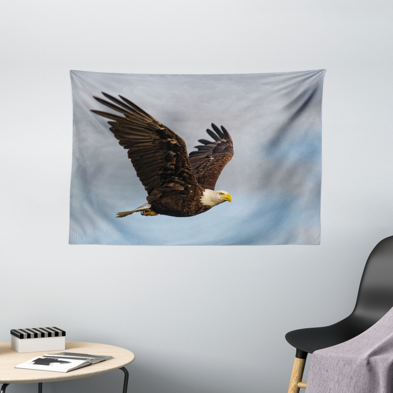 Hunter Bird in Open Sky Wide Tapestry