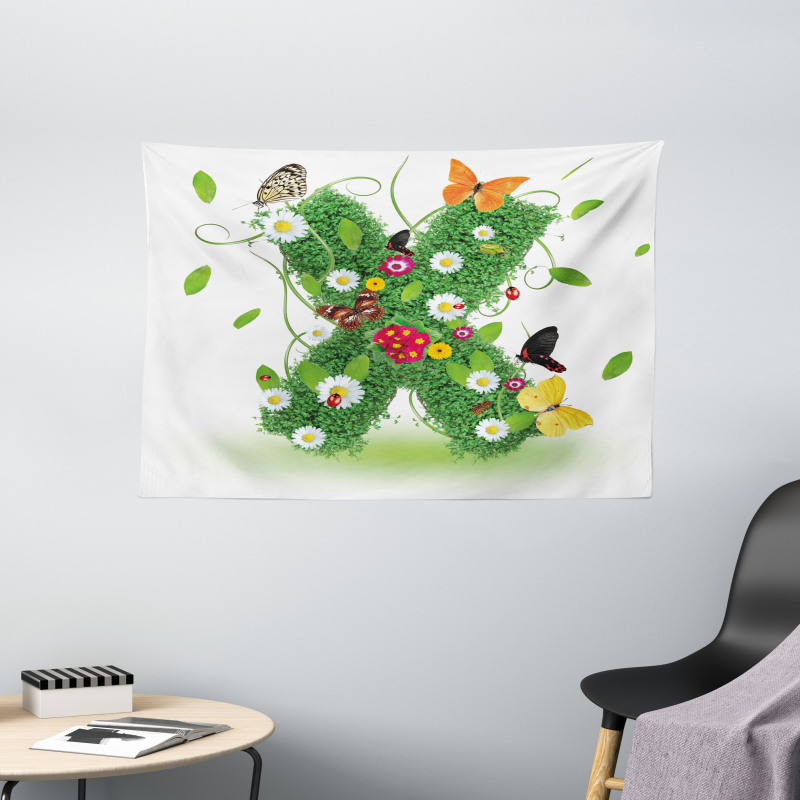 Spring Themed Alphabet Wide Tapestry