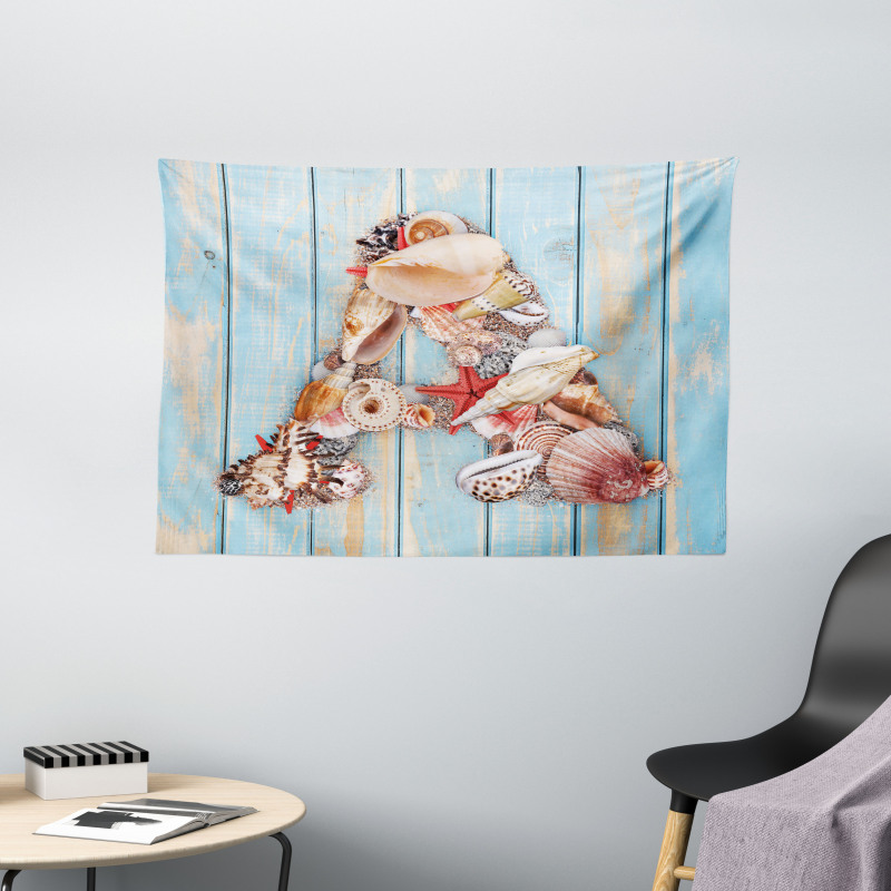 Seashell Wood Backdrop Wide Tapestry