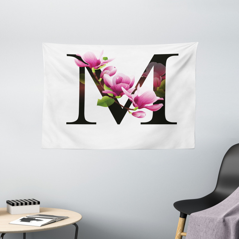 M with Magnolia Floral Wide Tapestry