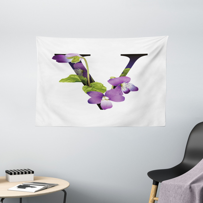 Viola Sororia Flower Wide Tapestry