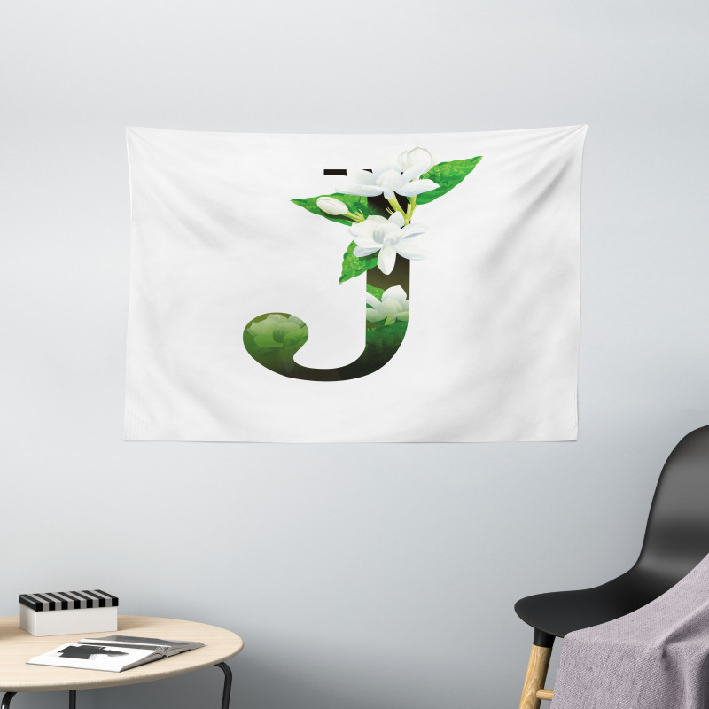 Abstract Jasmine and J Wide Tapestry