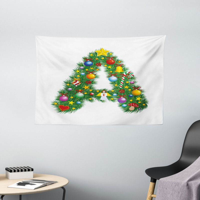 Winter Festivity Font Wide Tapestry